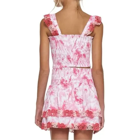 Little Peixoto Tie-Dye Smocked Ruffle Tiered Skirt Set with Lace Trim size 14 - Picture 3 of 10